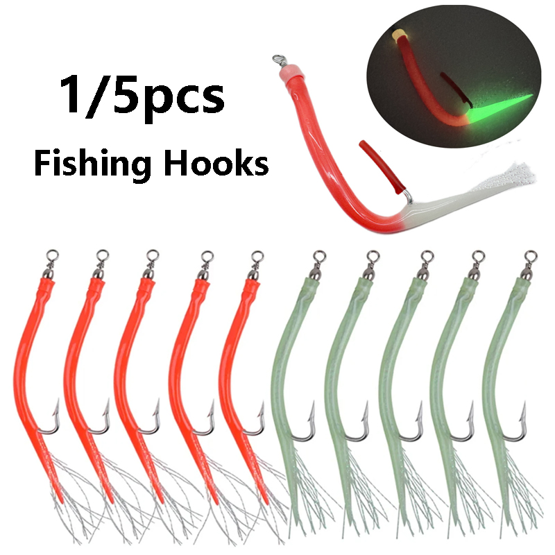 1/5Pcs CodfishFishing Eel Tube - مراجعة Fishing Hook Offset وسعره