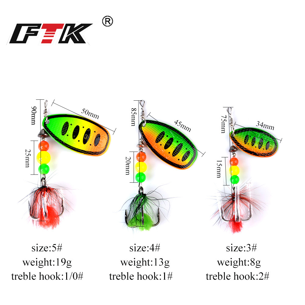 FTK Metal Fishing Lure Spinner - مراجعة Fishing Hook Treble وسعره