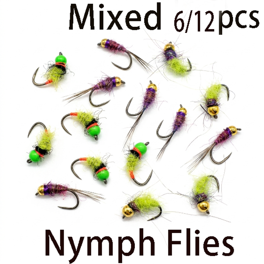6/12Pcs Mixed Wet Nymph Fly Fi - مراجعة Fishing Hook Assortment وسعره