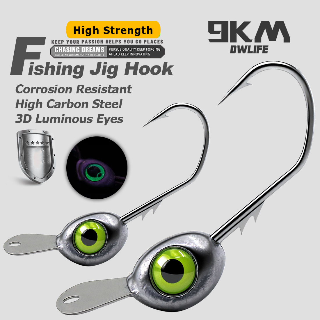 9KM Shaky Head Jigs Hook with  - مراجعة Fishing Hook Weedless وسعره