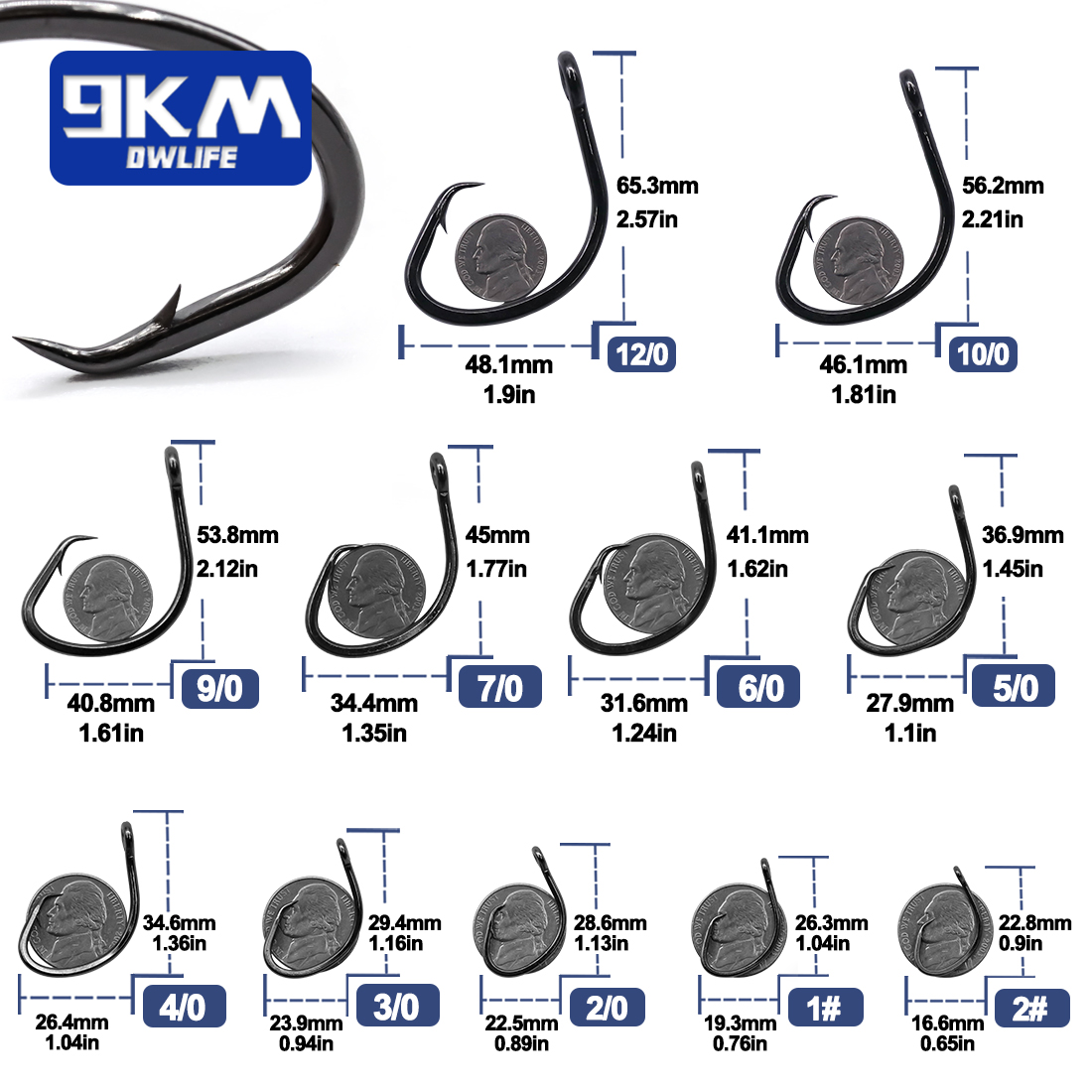 9KM Circle Hooks 25~50Pcs Salt - مراجعة Fishing Hook Circle وسعره