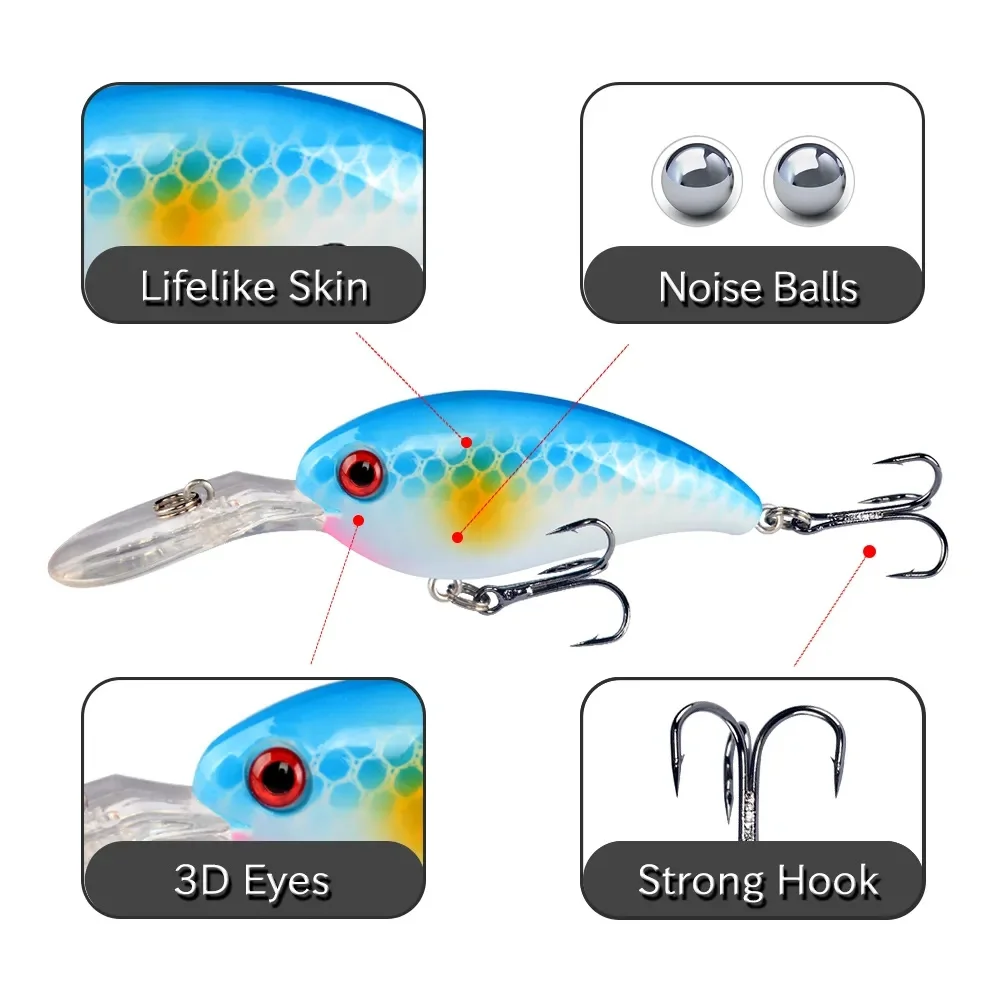 7Pcs Crankbait Fishing Lure Fl - مراجعة Fishing Hook Treble وسعره