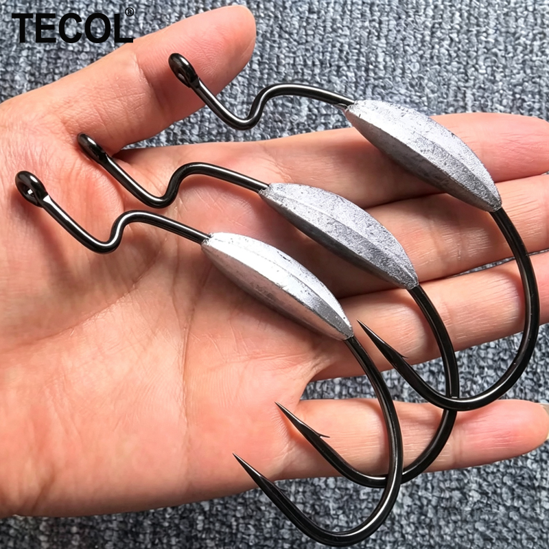 TECOL 3PCS 6/0 8/0 10/0 Weight - مراجعة Fishing Hook Weedless وسعره