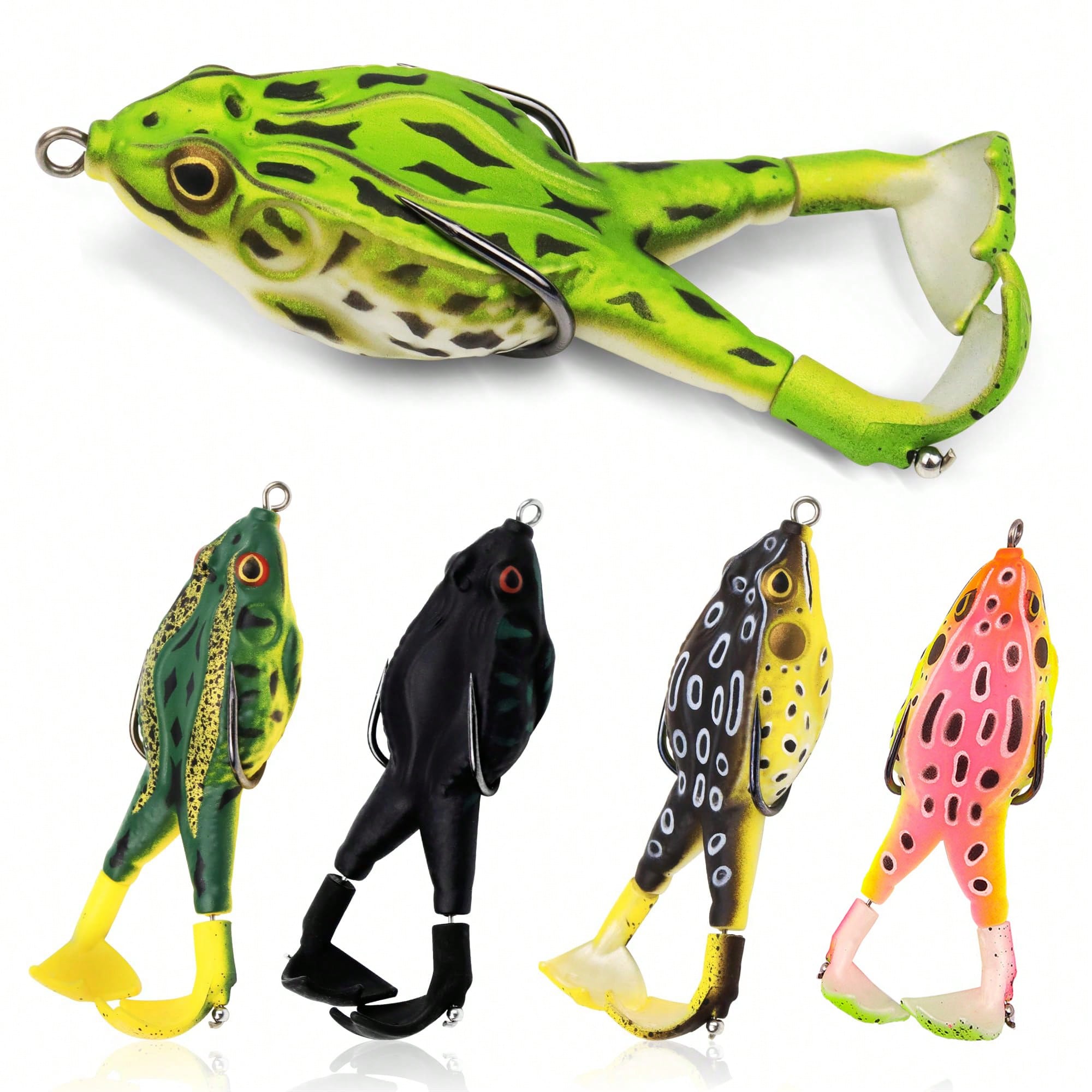 5pcs Water Soft Frog Bass Fish - مراجعة Fishing Hook Weedless وسعره