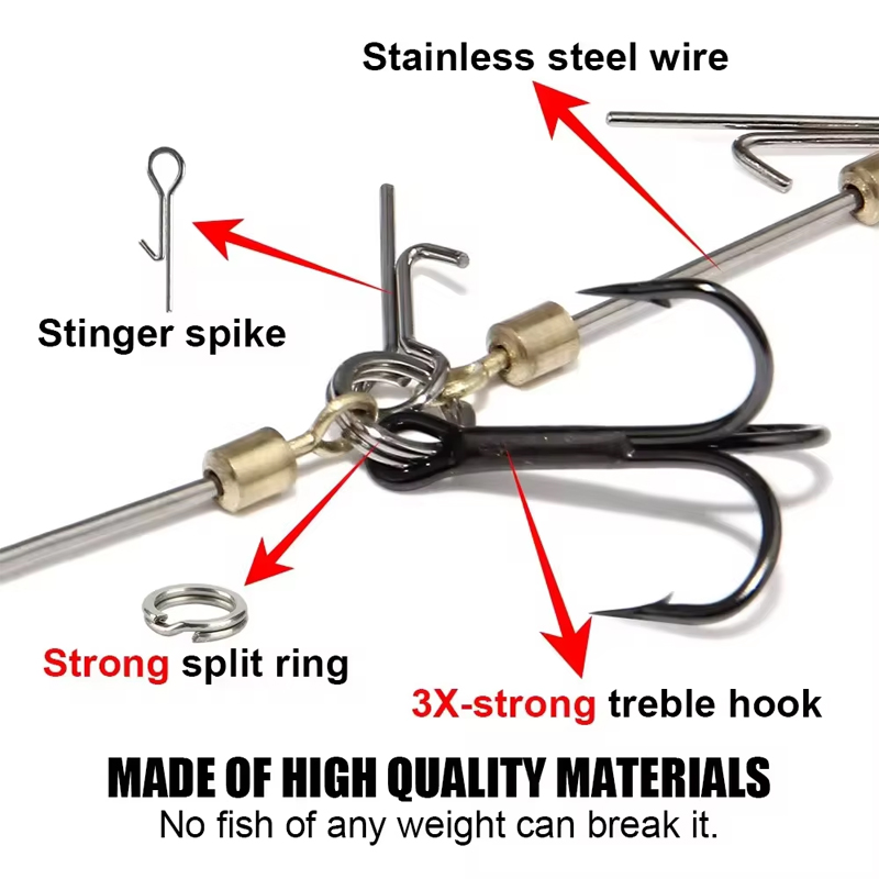 Fishing Hook Rigs Steel Leader - مراجعة Fishing Hook Treble وسعره
