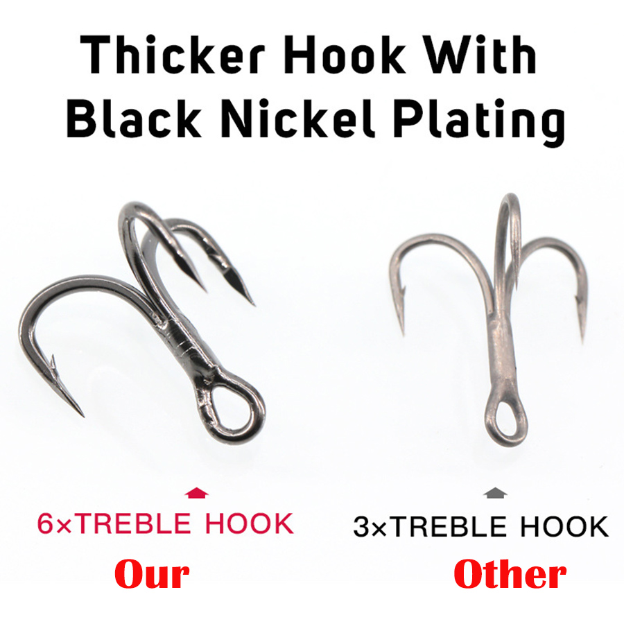 6X Fishing Treble Hook 10Pcs T - مراجعة Fishing Hook Barbless وسعره
