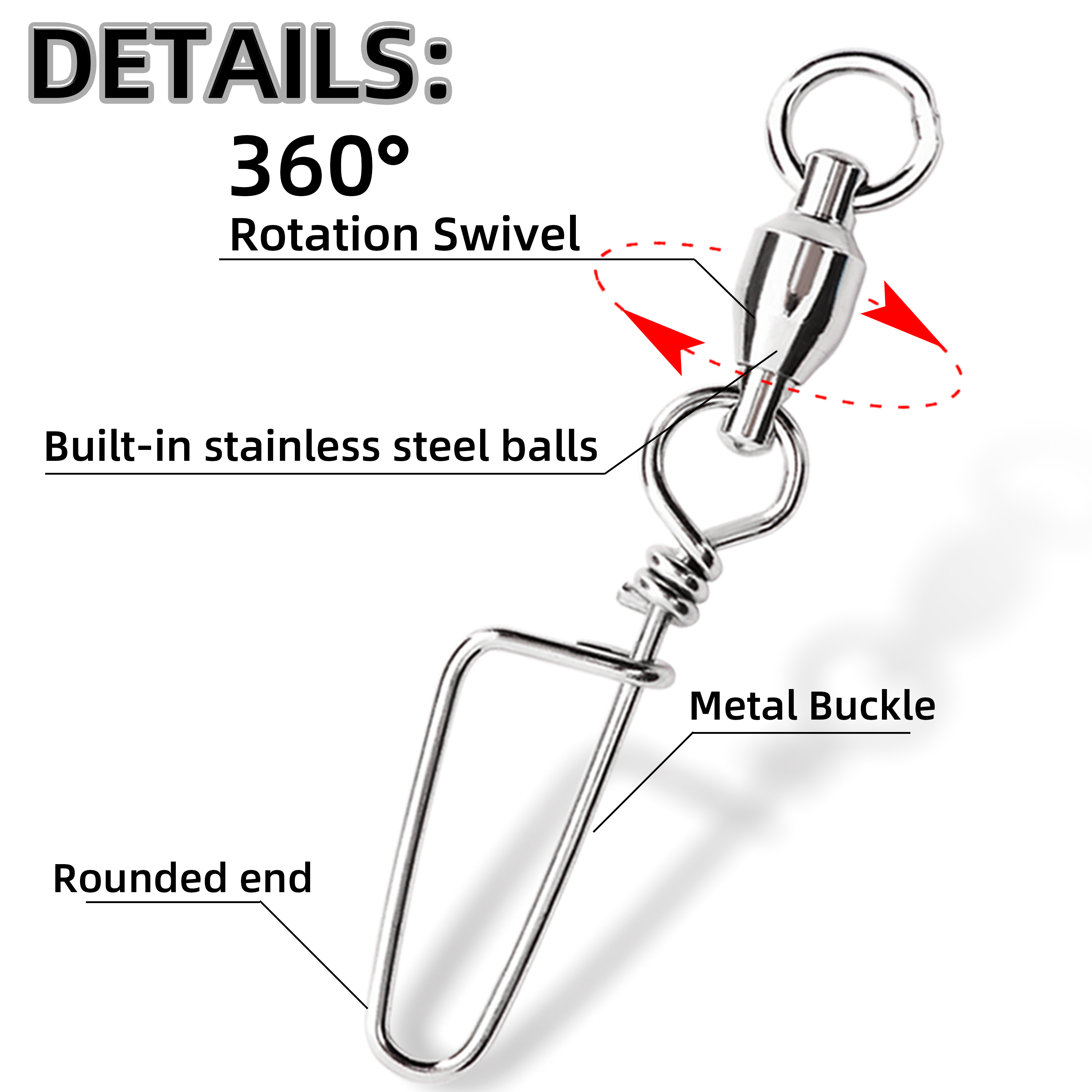 50pcs Fishing Ball Bearing Swi - مراجعة Fishing Hook Stainless Steel وسعره