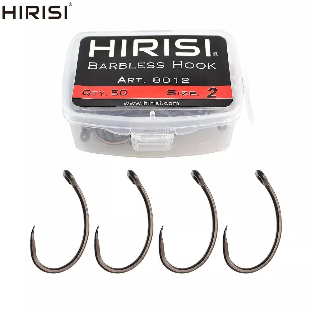 Hirisi 50pcs Coating High Carb - مراجعة Fishing Hook Barbless وسعره
