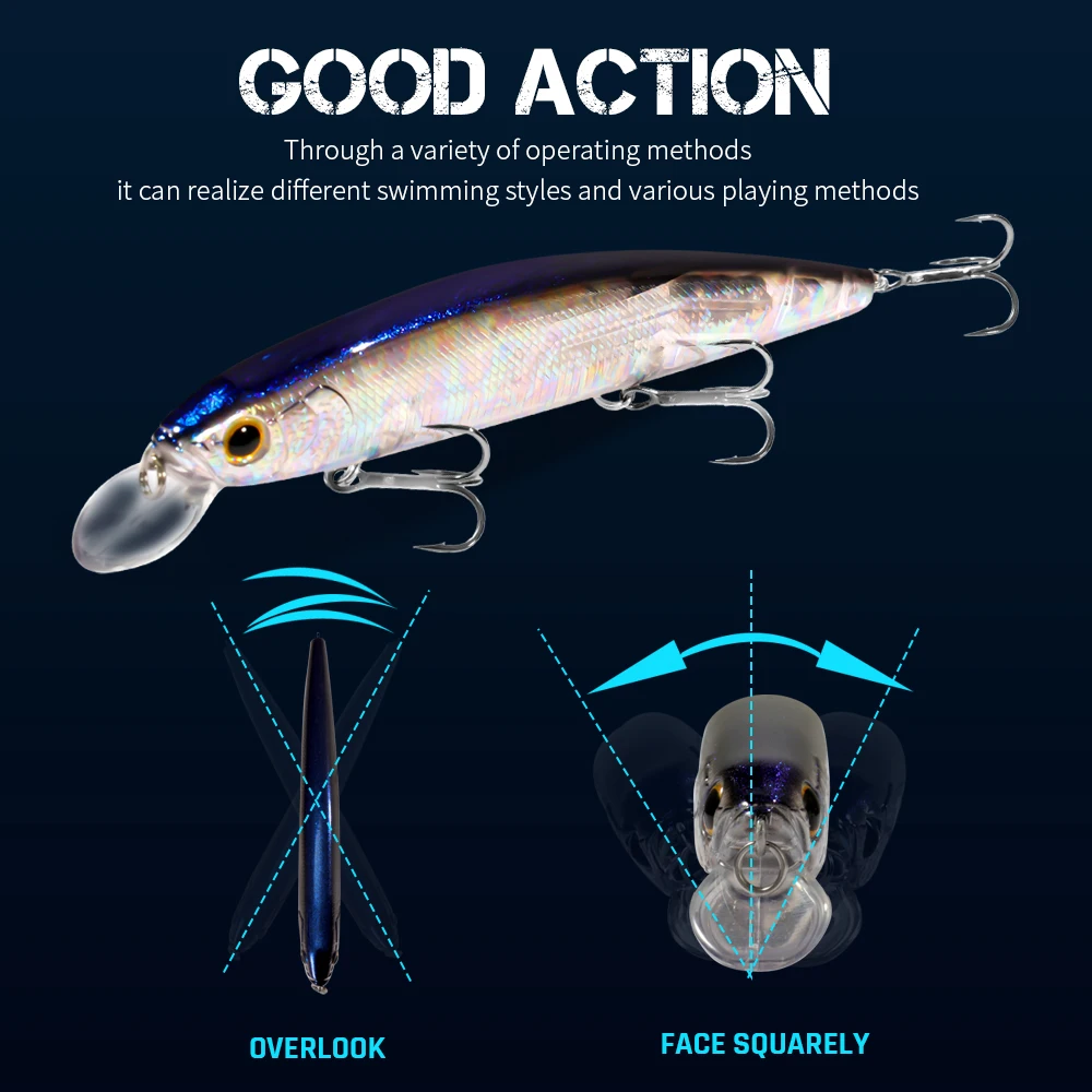 GOBAIT Floating Minnow 14cm 24 - مراجعة Fishing Hook Treble وسعره